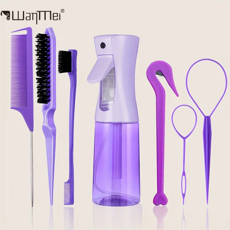 Hair Care Set - ชุดอุปกรณ์ทำผมมืออาชีพ 7 ชิ้น/ชุด ประกอบด้วยแปรงผม ขวดสเปรย์ หวีหางหนู