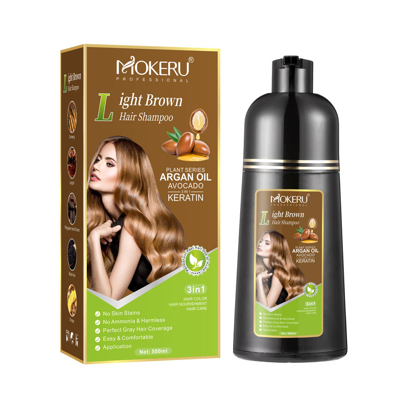 Argan Oil Treatment - Mokeru แอมโมเนียฟรีเคราตินสีผมแชมพูกาแฟถาวรสีน้ําตาลแชมพูย้อมผมสําหรับผมขาวครอบคลุม