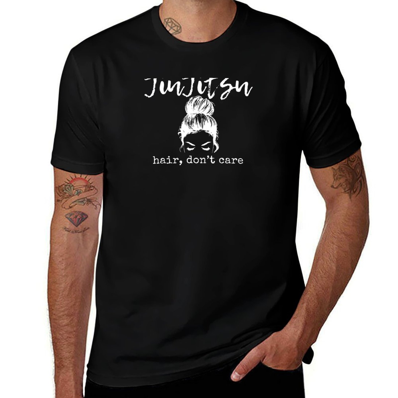 Hair Care Works - เสื้อยืดผู้หญิงลาย Jiu Jitsu Hair Don't Care