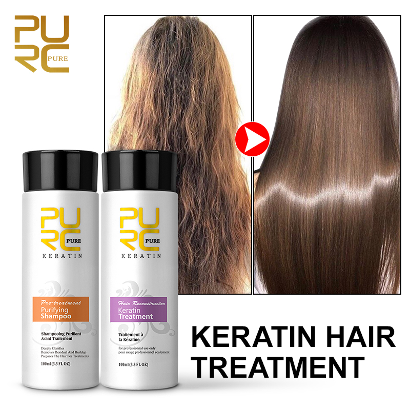 Hair Care Keratin Treatment - PURC ทรีทเม้นต์บำรุงผมเคราตินบราซิลสำหรับผมหยิกเสีย ทรีทเม้นต์บำรุงหนังศีรษะ แชมพูทำความสะอาด บำรุงเส้นผม