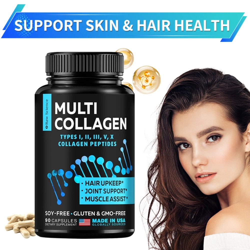 Hair Care Collagen - อาหารเสริมคอลลาเจนหลายชนิด - แคปซูลบำรุงผิว ช่วยให้ผิวกระชับ บำรุงการเจริญเติบโตของเส้นผมและเล็บ สารต้านอนุมูลอิสระ