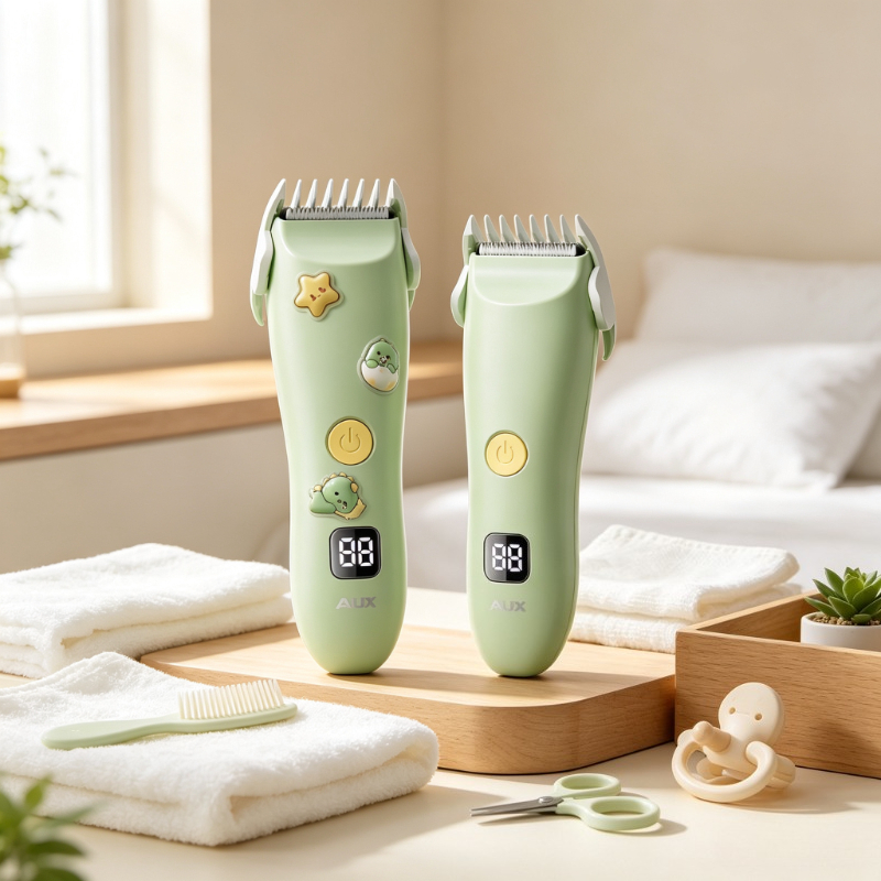 Hair Care Works - เครื่องตัดผมเด็ก เงียบ กันน้ำ ใบมีดเซรามิกโค้งมน หน้าจอ LCD