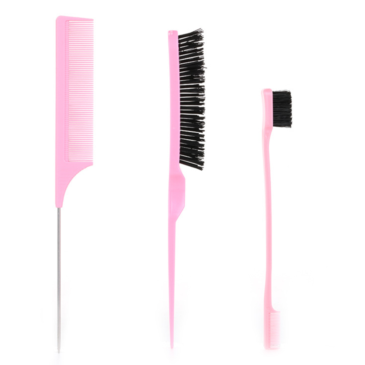 Hair Care Set - 3 ชิ้น Pro ชุดแปรงจัดแต่งทรงผม - ล้อเล่น/ขอบ/ถักเปียหวีชุดหางหนูและเครื่องมือห่วงสําหรับผมกลับเรียบเนียน
