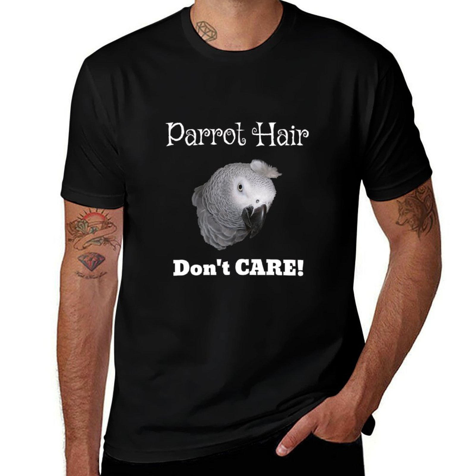 Hair Care Works - เสื้อยืดลาย Parrot Hair Don't Care African