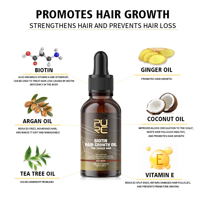 PURC Biotin Hair Oil Hair Grow - Hair Care Essence Oil บทวิจารณ์และราคา