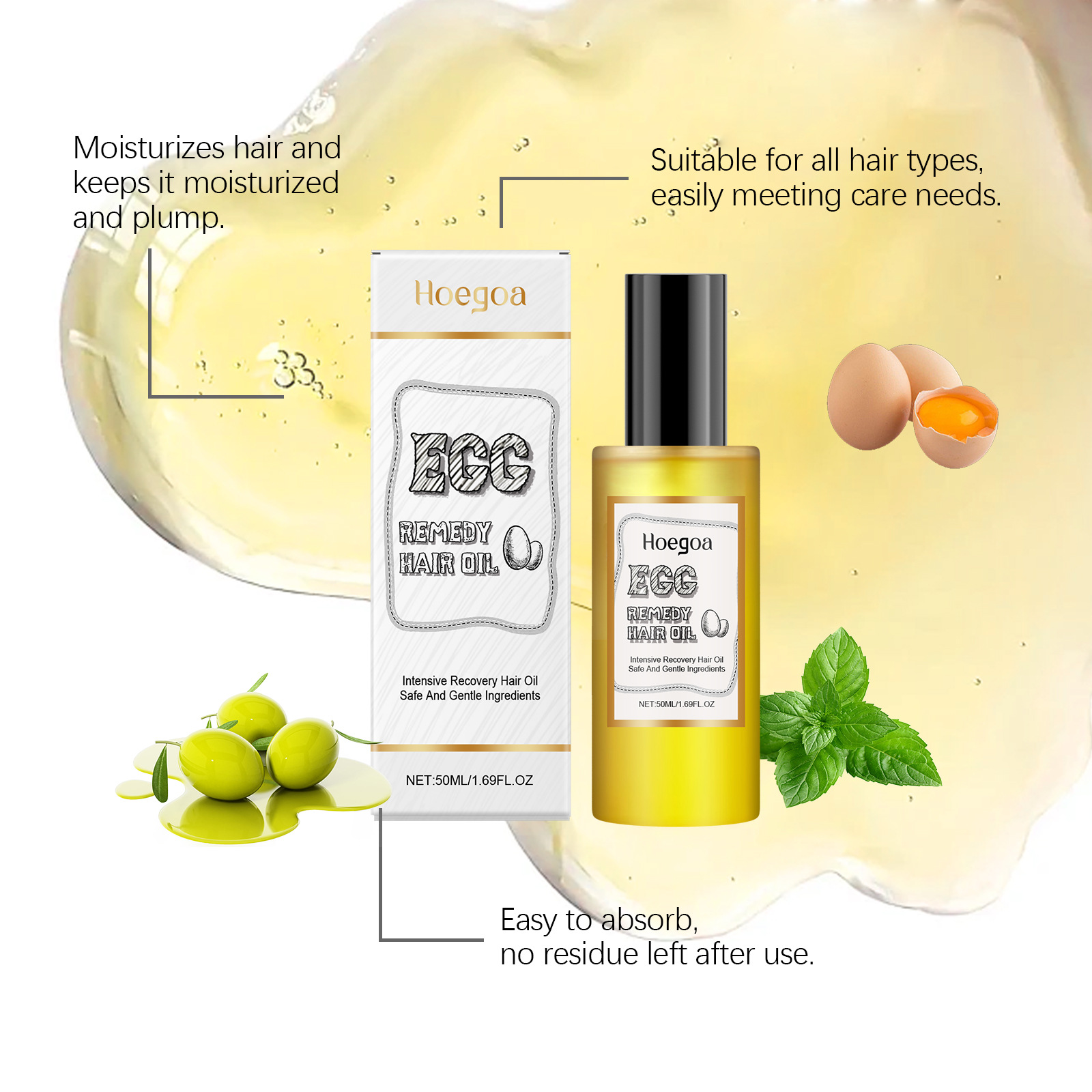 น้ำมันบำรุงผมสูตรไข่ ฟื้นฟูผมน - Hair Care Natural บทวิจารณ์และราคา